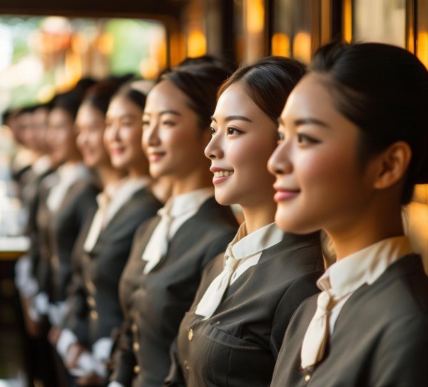 服务员礼仪队伍，文明服务基石